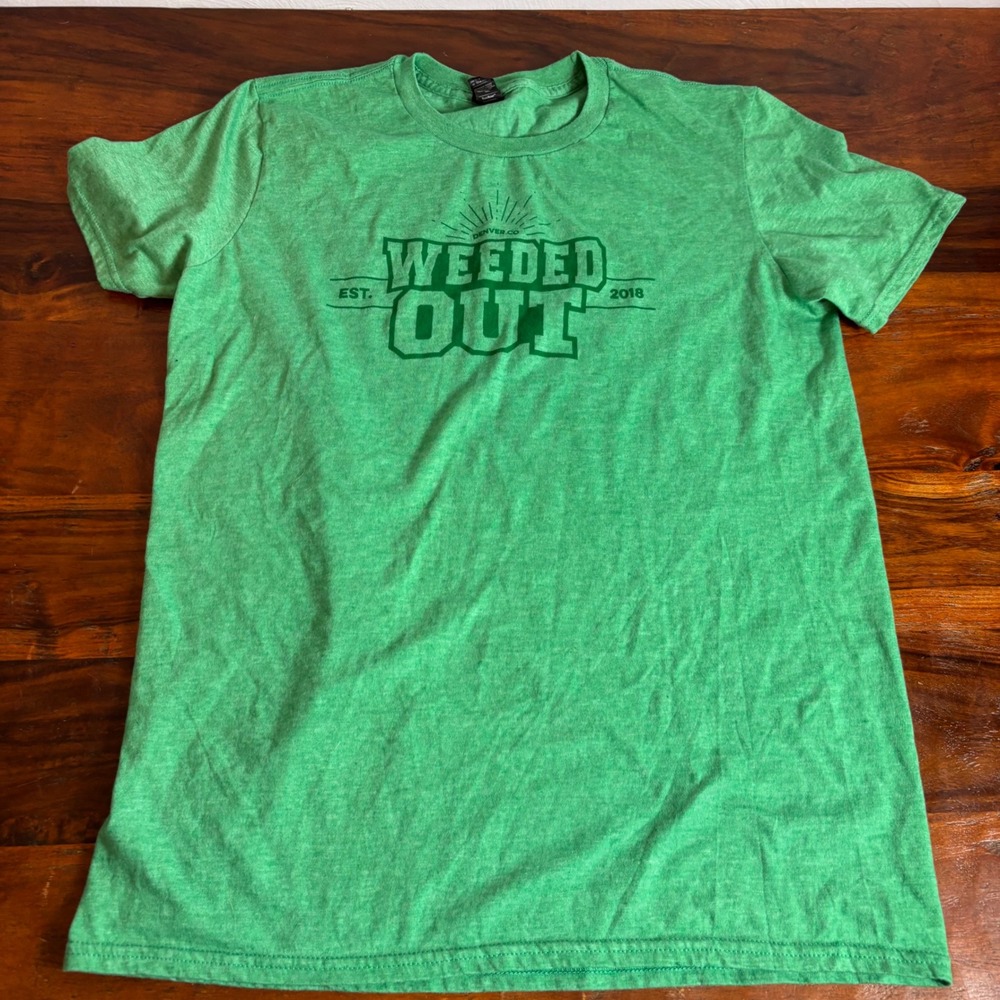 Weeded Out Denver CO Graphic‎ T-Shirt Mens Medium Green Heathered Tee